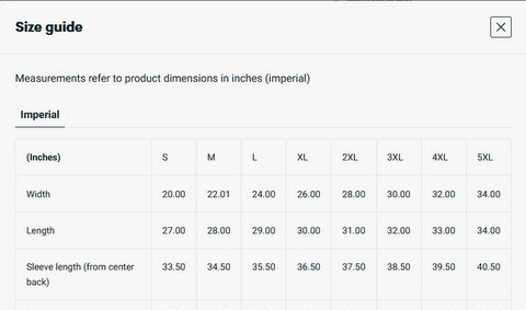 Sweatshirt Size Guide